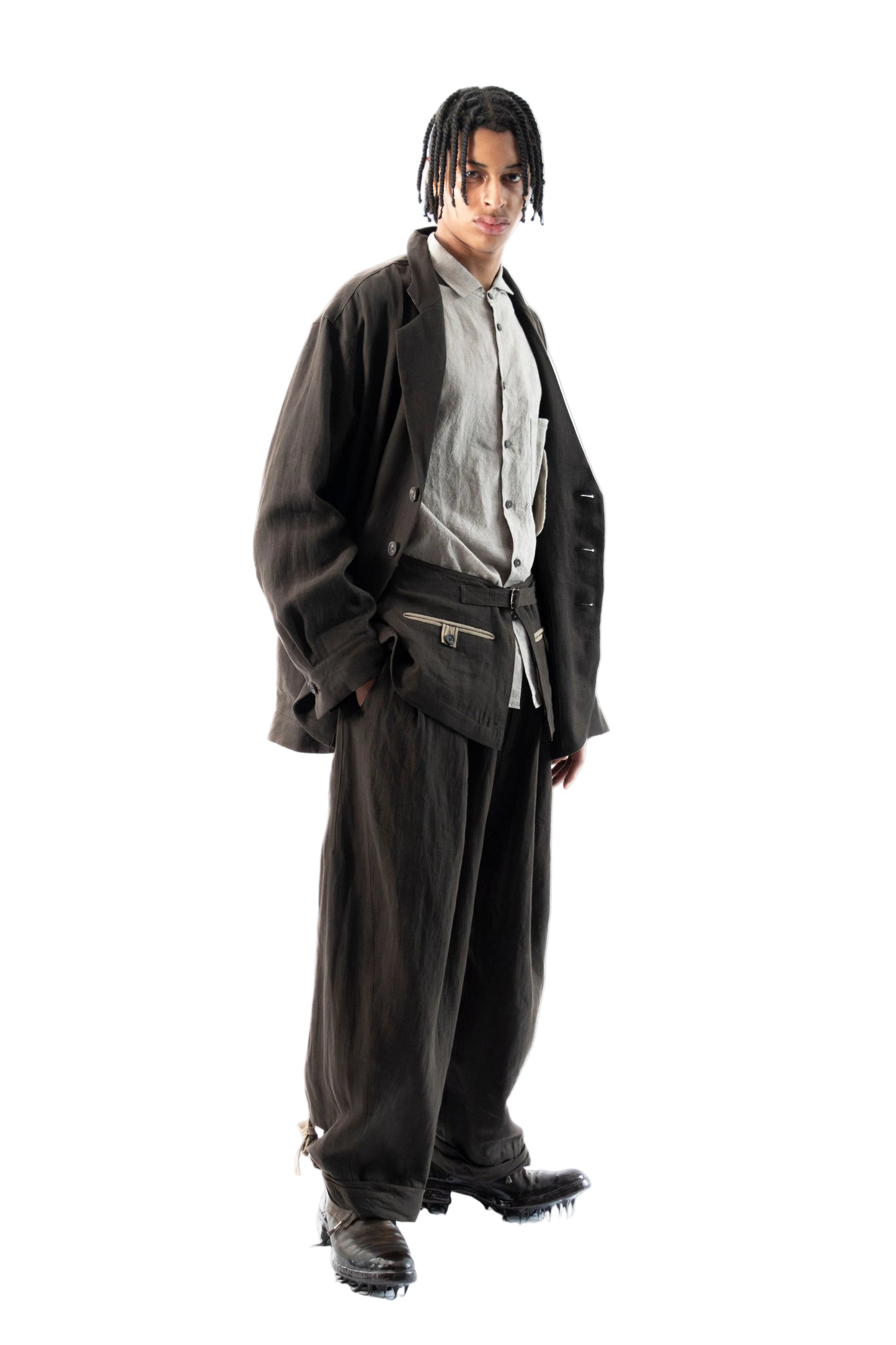 Stand Collar Three Button Blazer