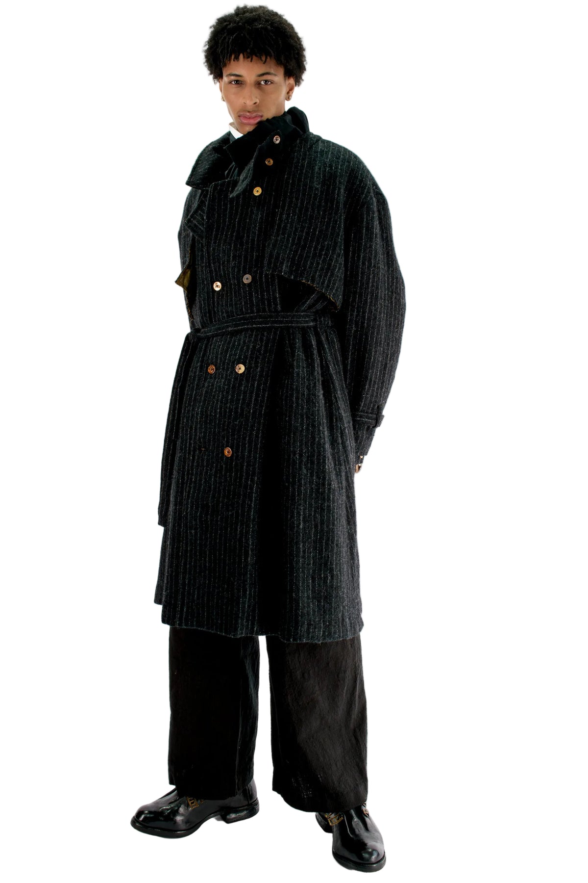 Hand-Woven Oversized Double-Breasted Trench Coat
