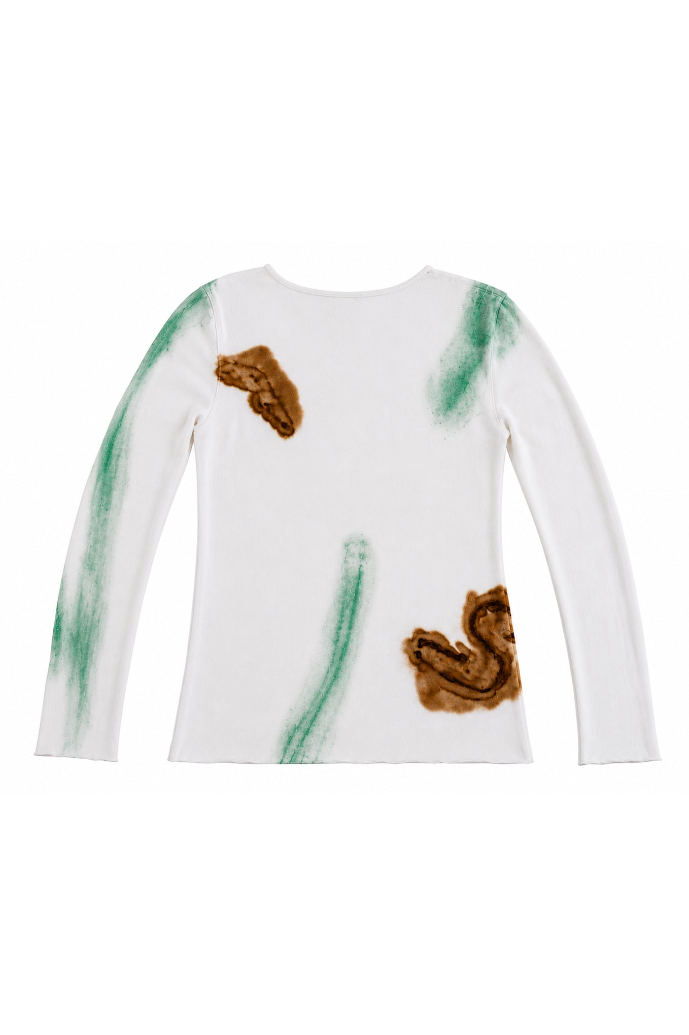 Object Dyed Reverse Stained L. Sleeve Crewneck Slant Shirt