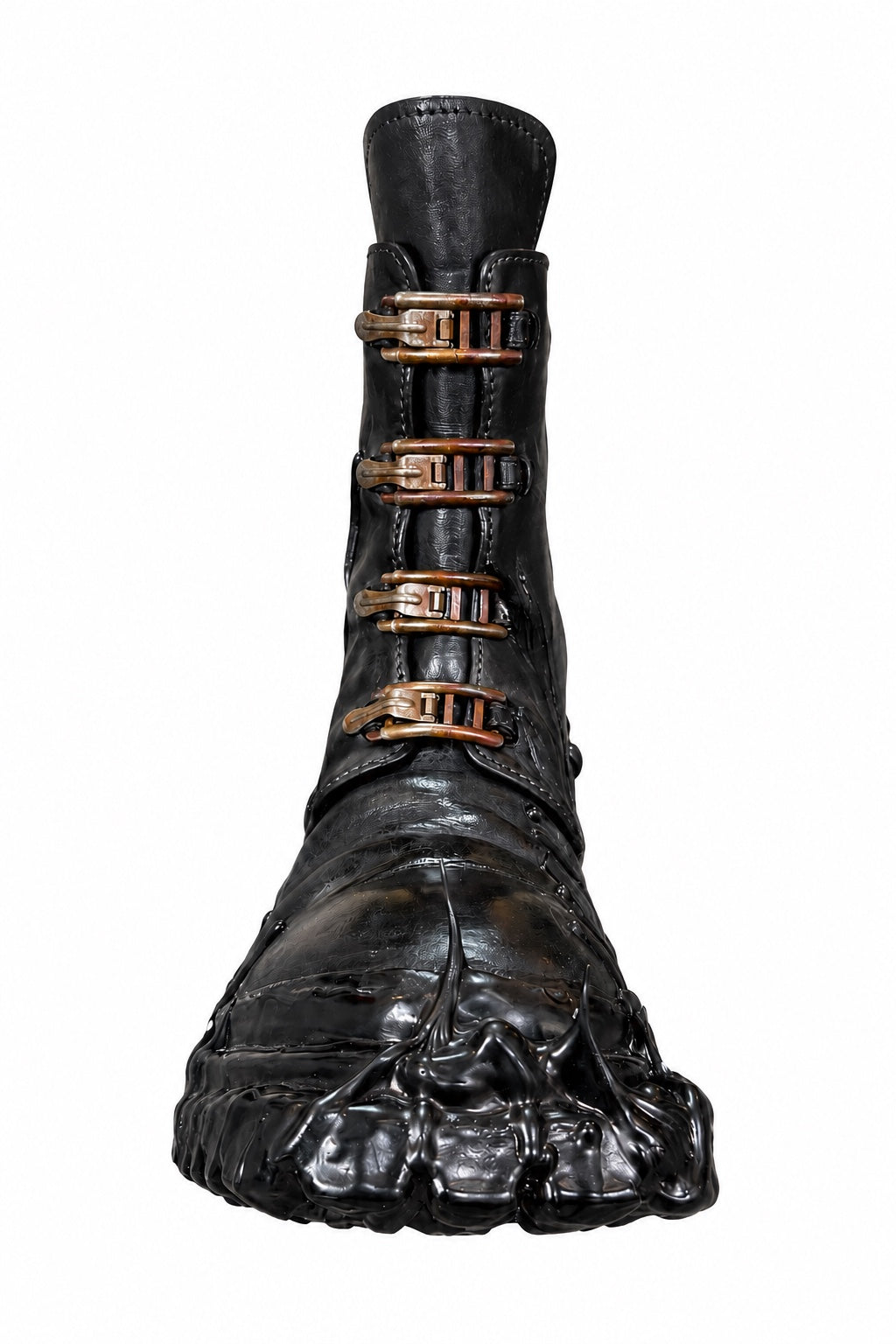 Carol Christian Poell Object Dyed Goodyear Gravity Drip Cockle Combat in black, view 8