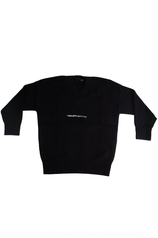 Yak V-Neck Sweater with Contrast Stitch