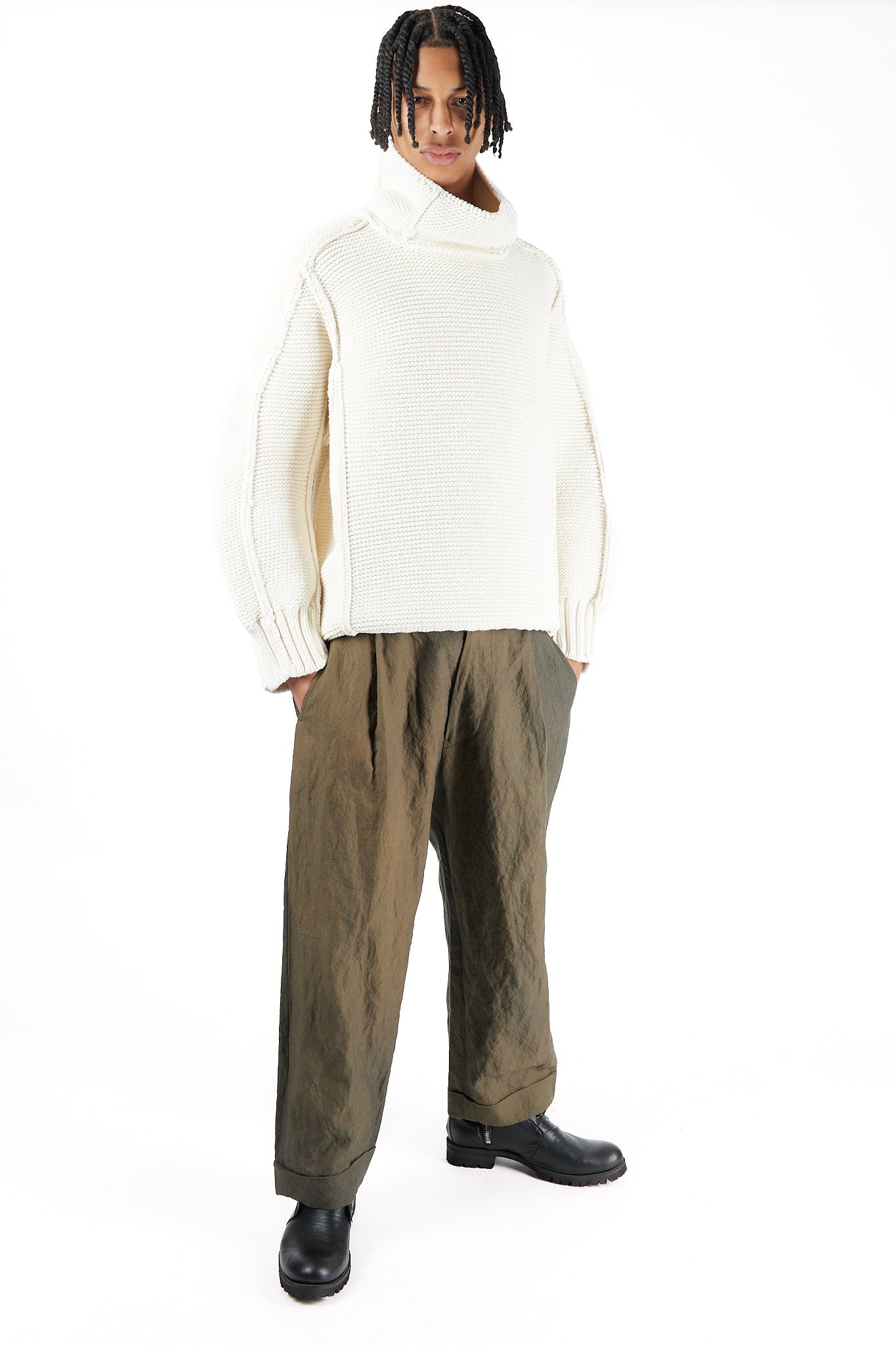 Straight Leg Drop Crotch Trousers