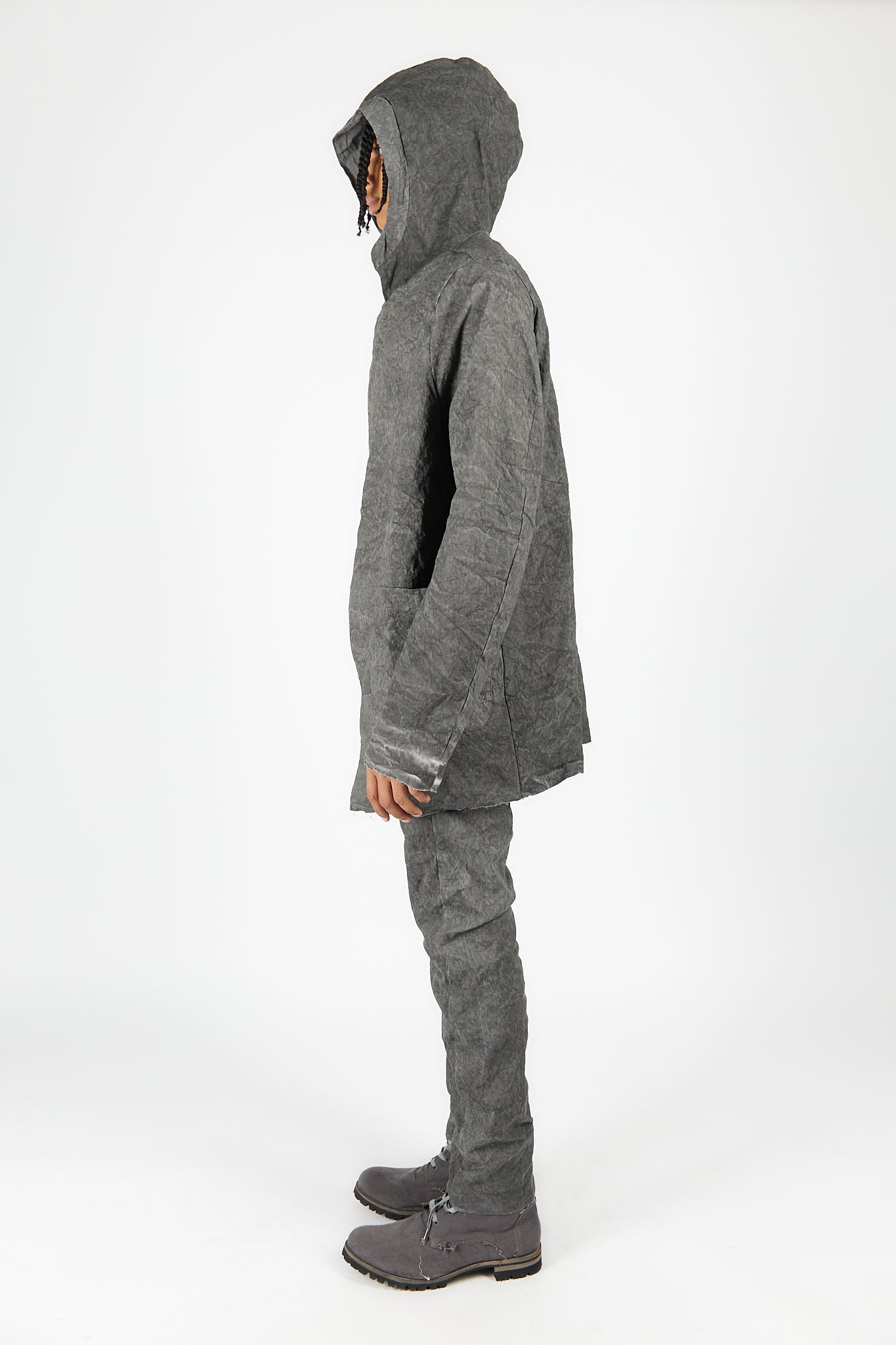 Hooded Off Centered Closure Unlined Parka