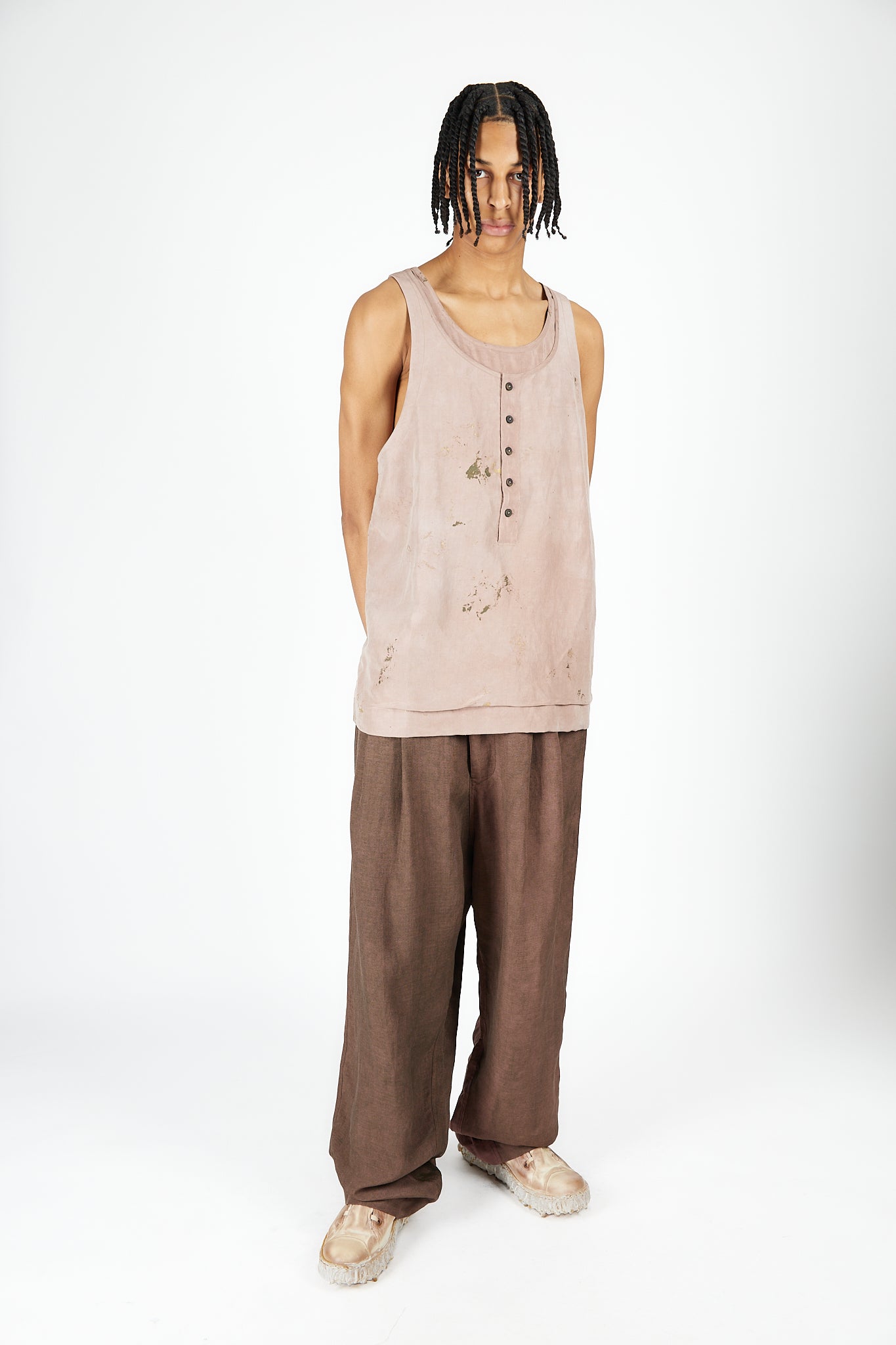 Layered Henley Neck Tank Top