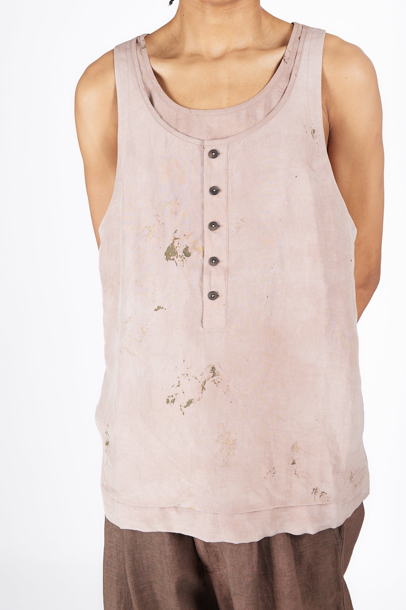Layered Henley Neck Tank Top