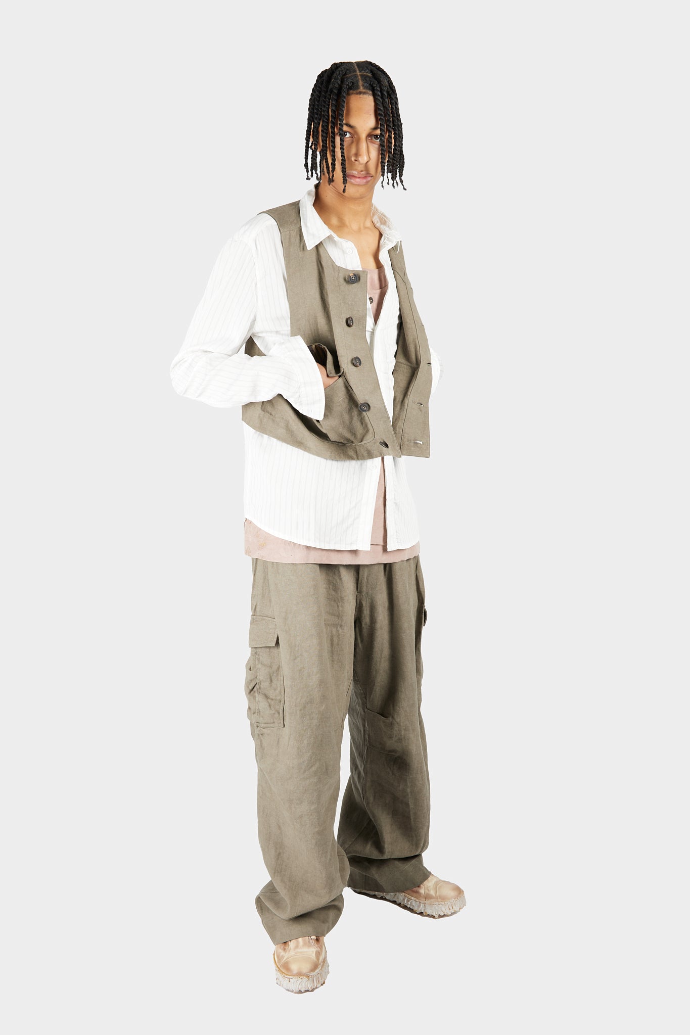 Cropped Collarless Waistcoat