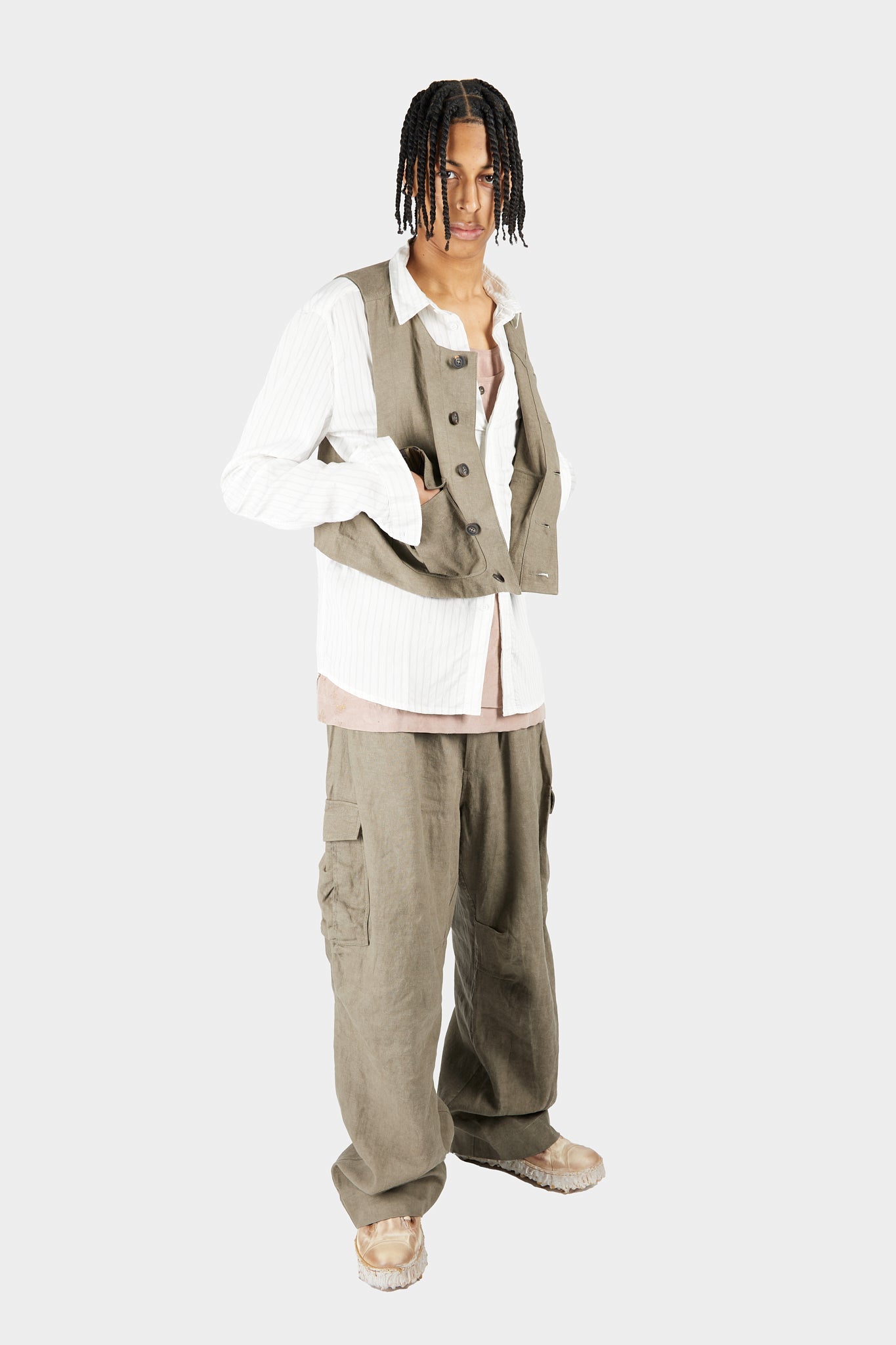Cropped Collarless Waistcoat