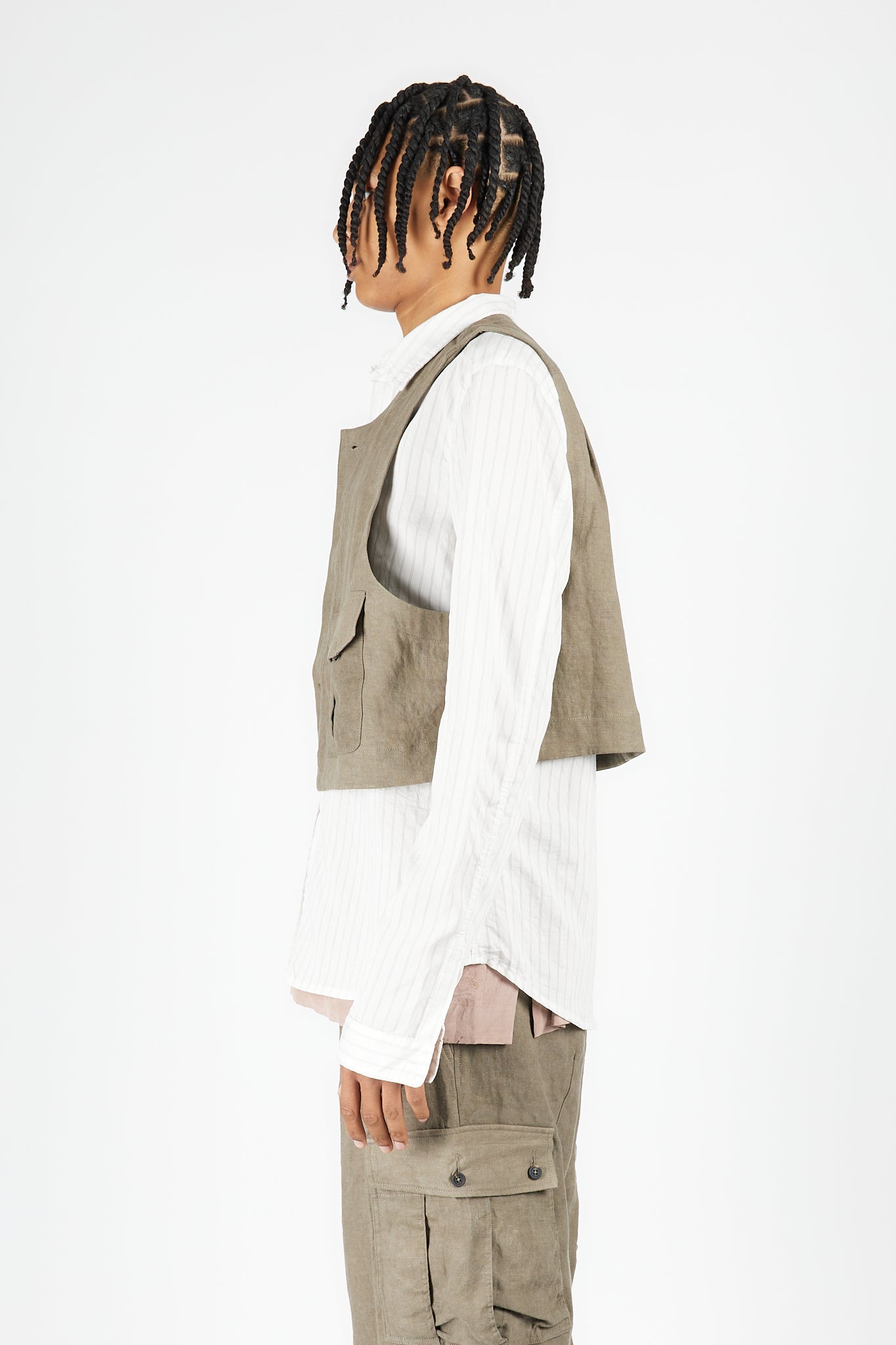 Cropped Collarless Waistcoat