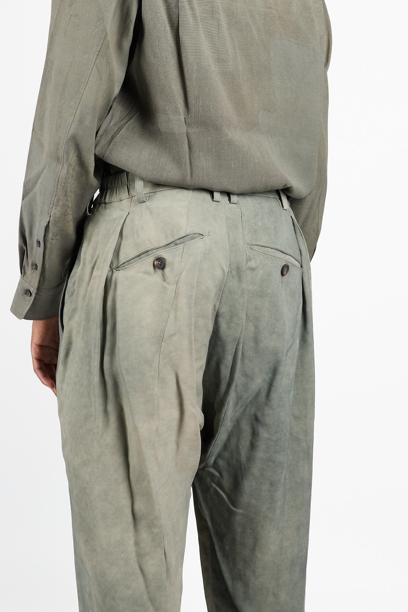 Pleated Drop Crotched Trousers