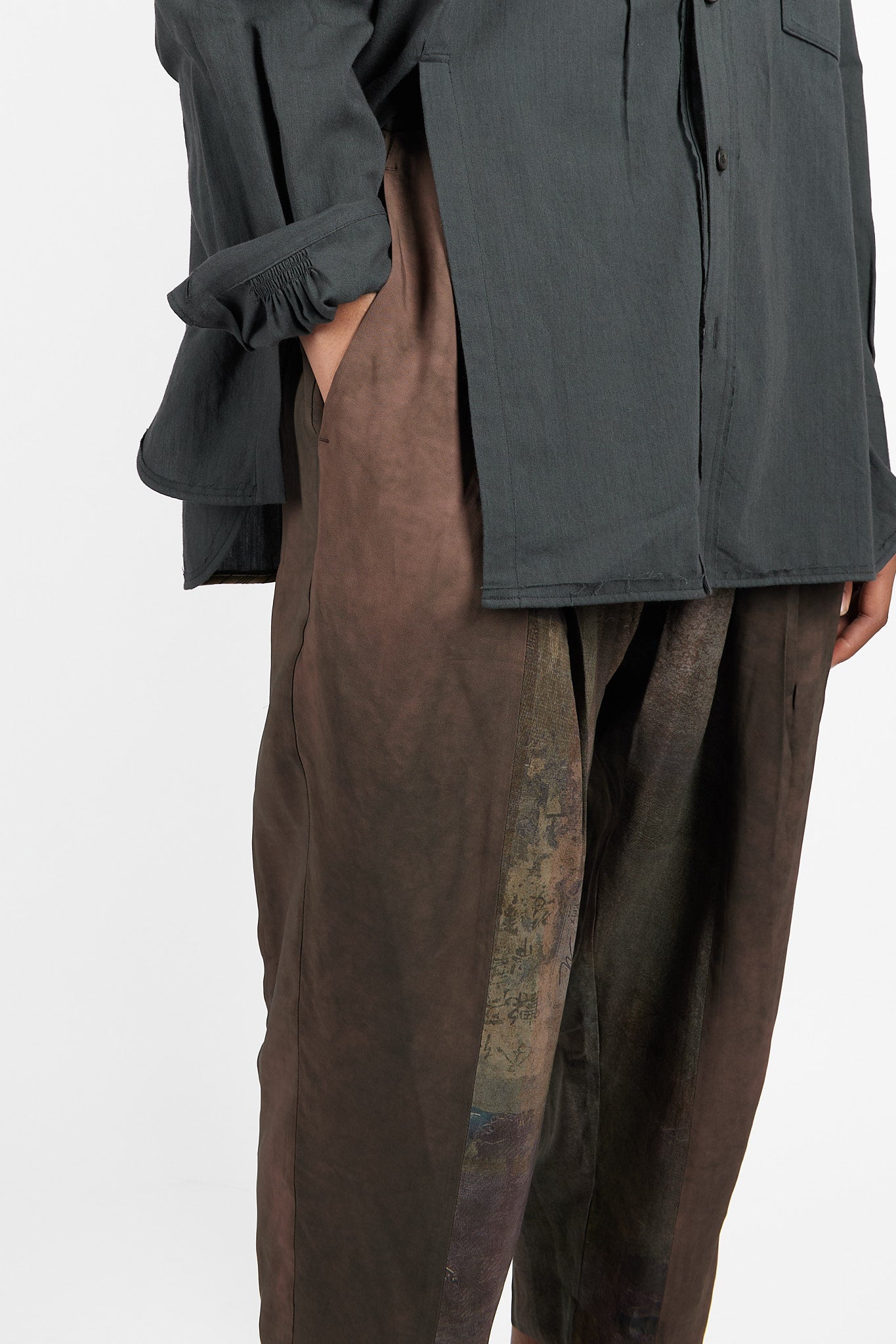 Pleated Drop-Crotched Trousers