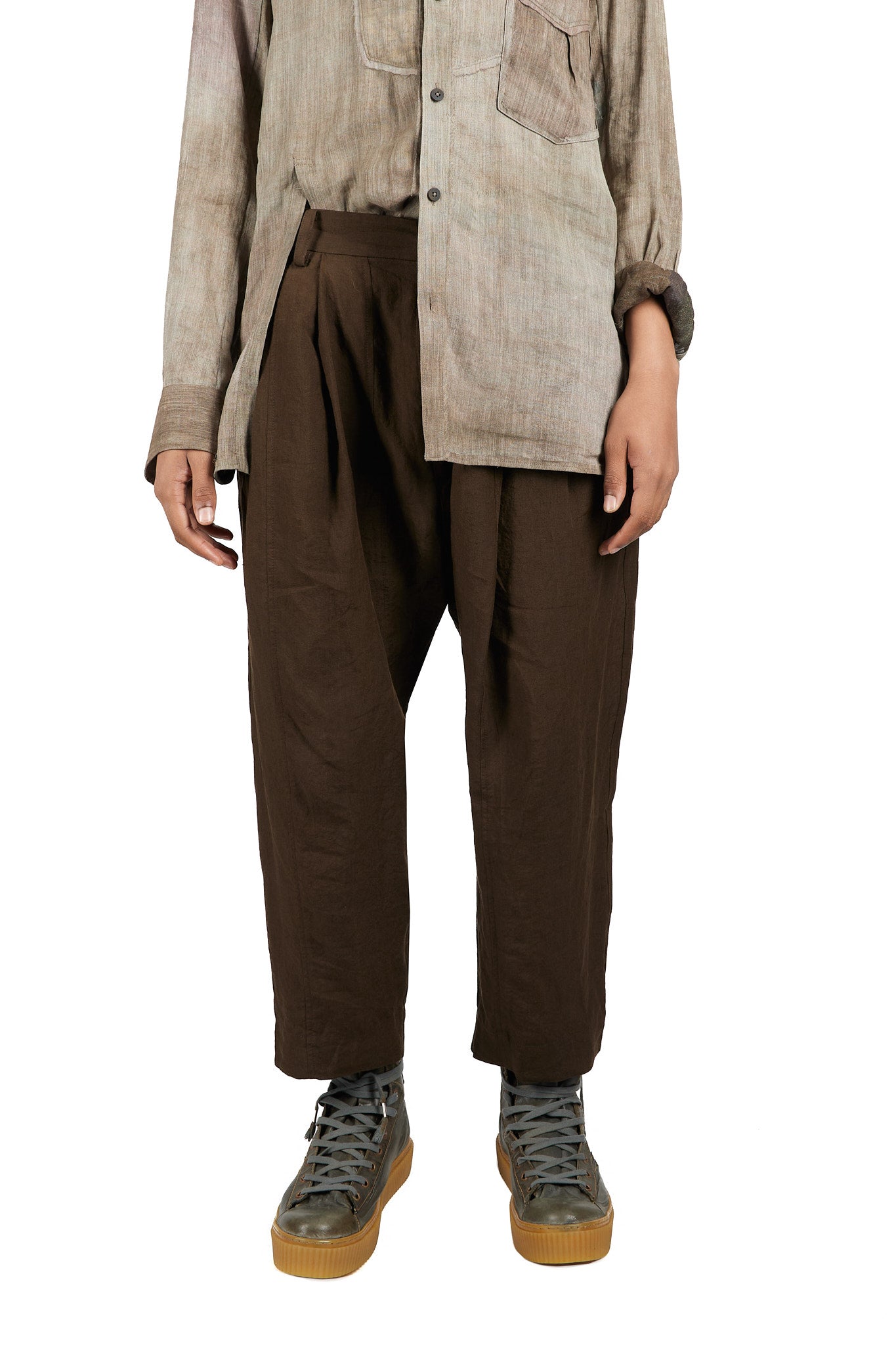 Pleated Drop Crotched Trousers