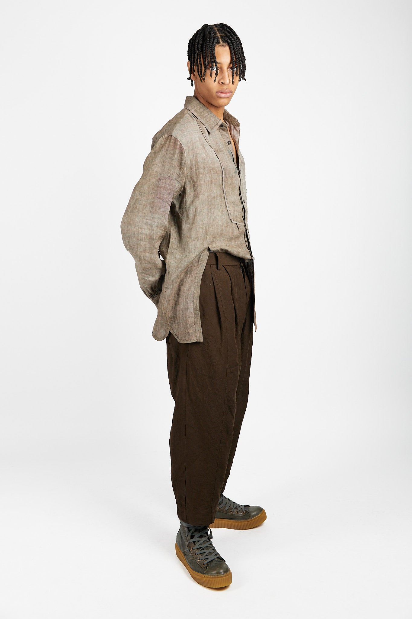 Pleated Drop Crotched Trousers