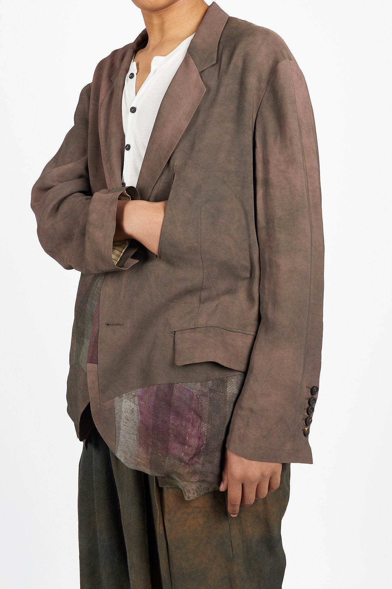 Asymmetric Printed Patchwork Blazer