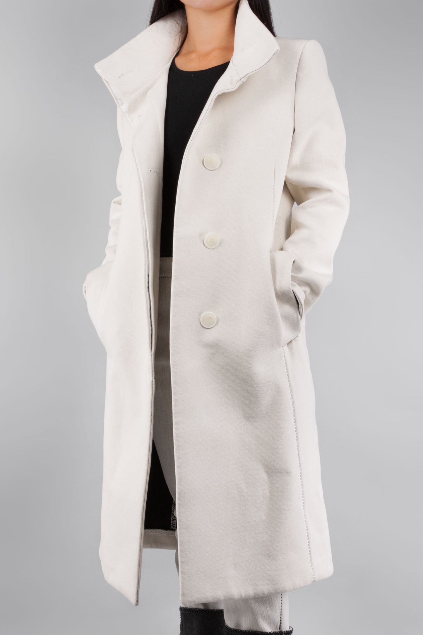 Unlined Overlock High Neck One Piece Dead End Coat