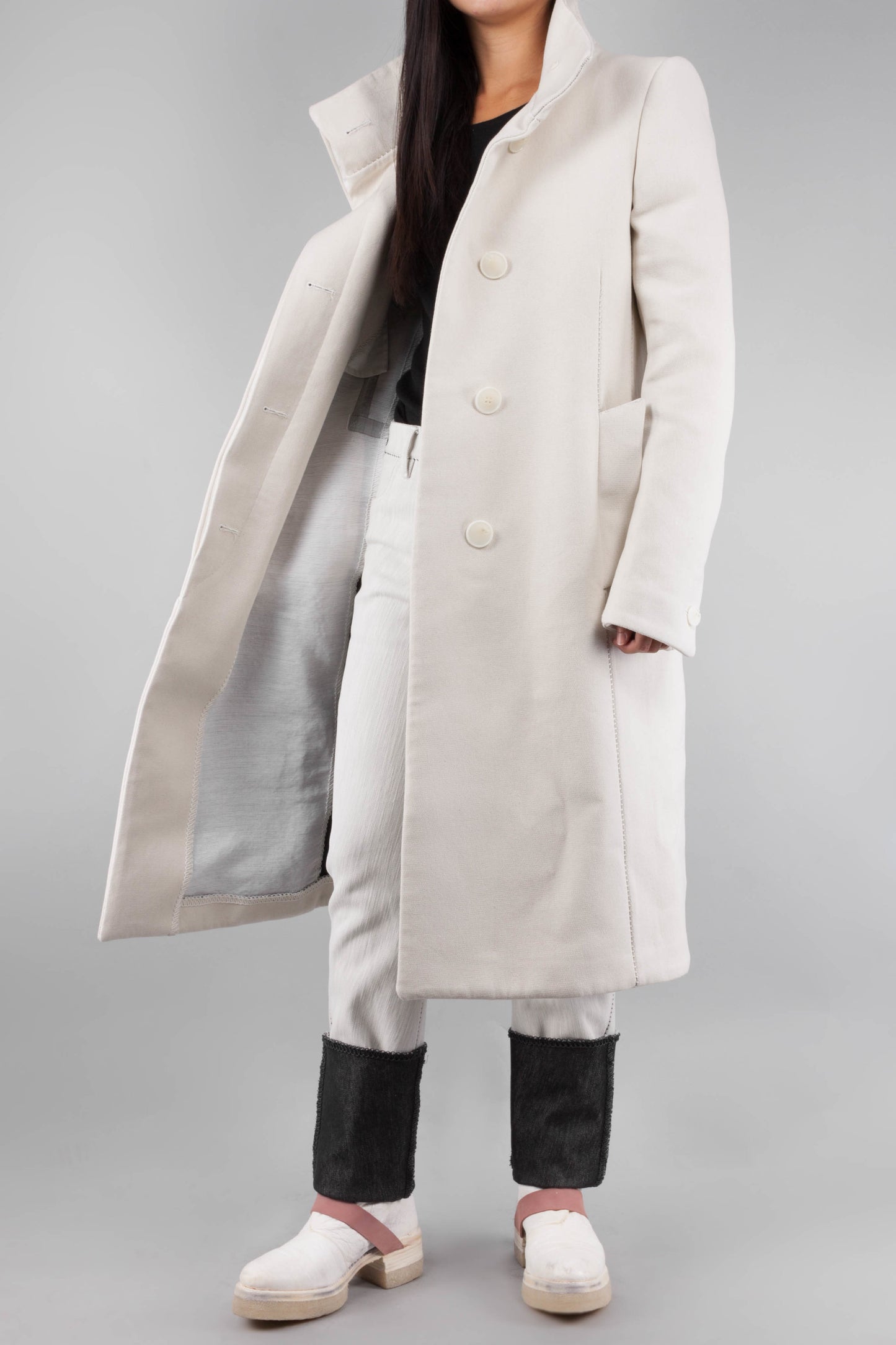 Unlined Overlock High Neck One Piece Dead End Coat