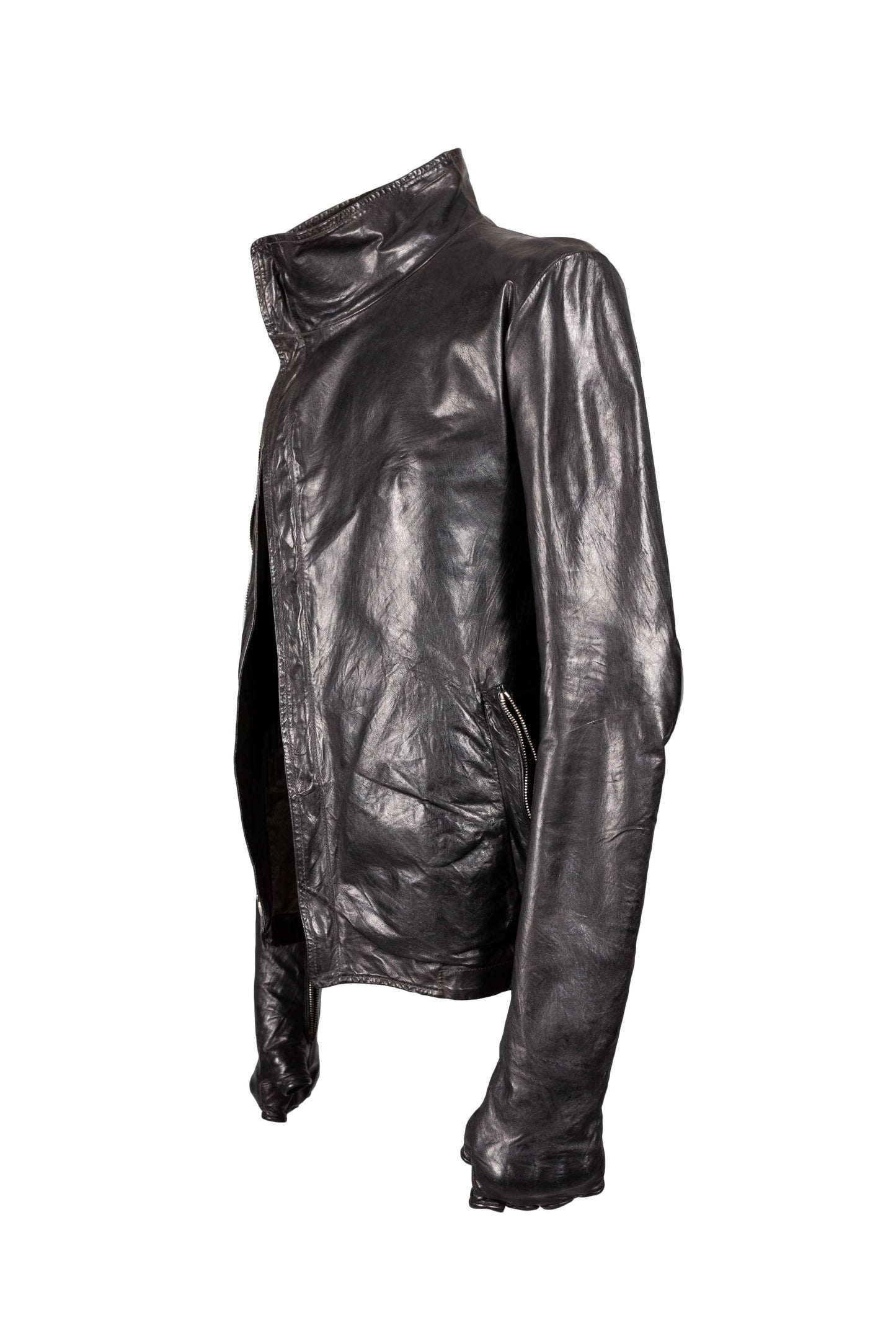 Object-Dyed Arthostic Elbow and Hands Leather Jacket