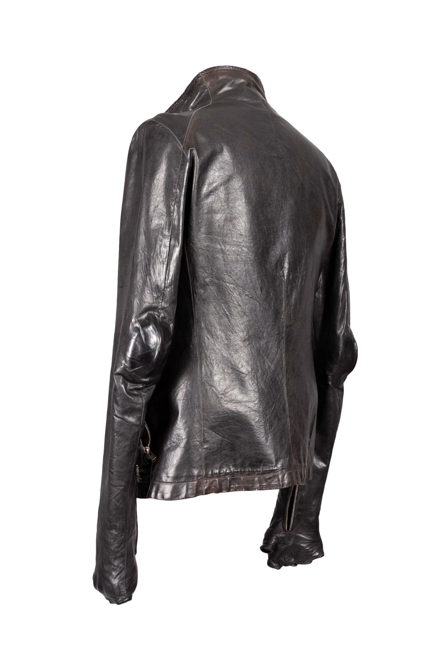 Object-Dyed Arthostic Elbow and Hands Leather Jacket