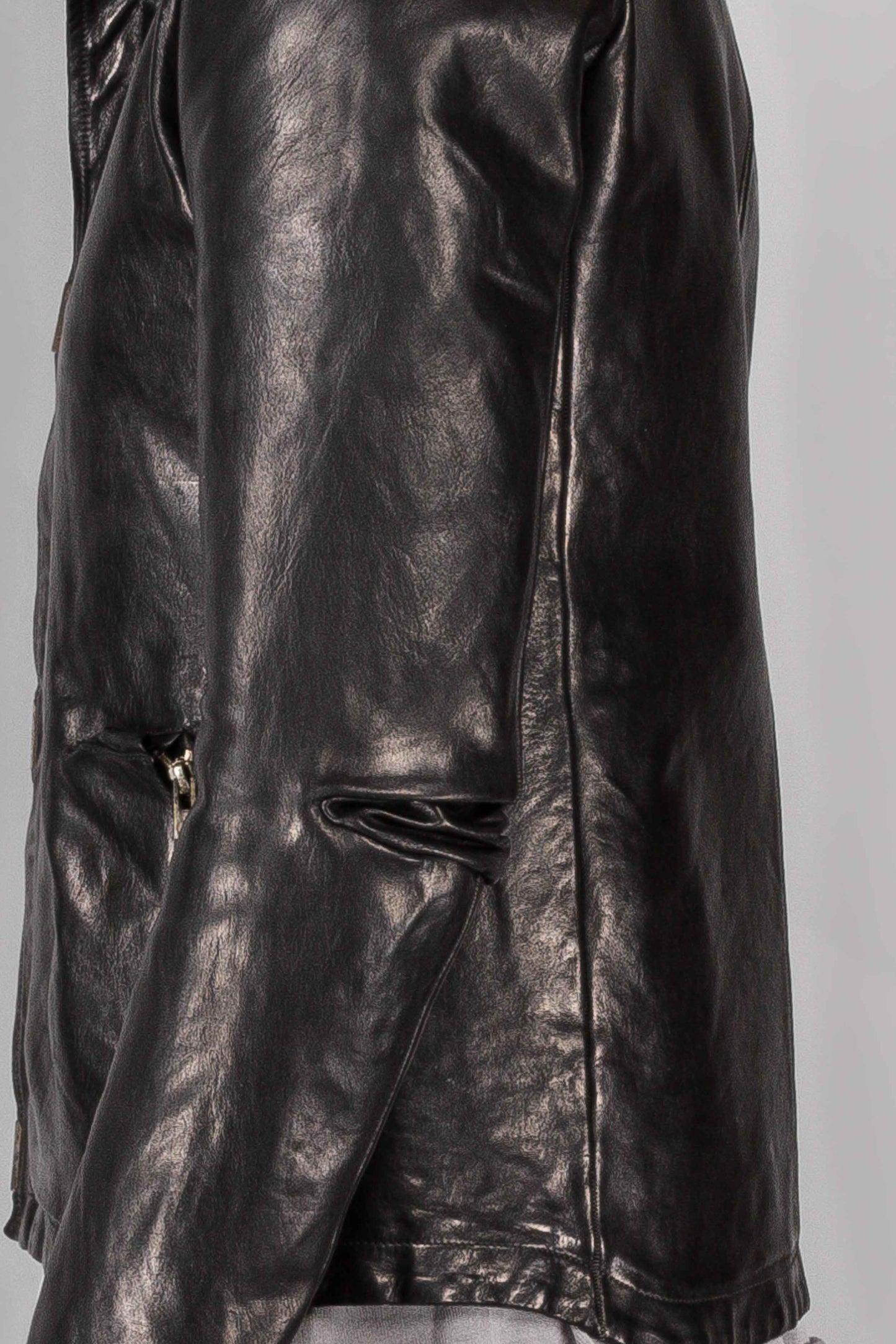 Object Dyed Lined Scarstiched Leather Jacket
