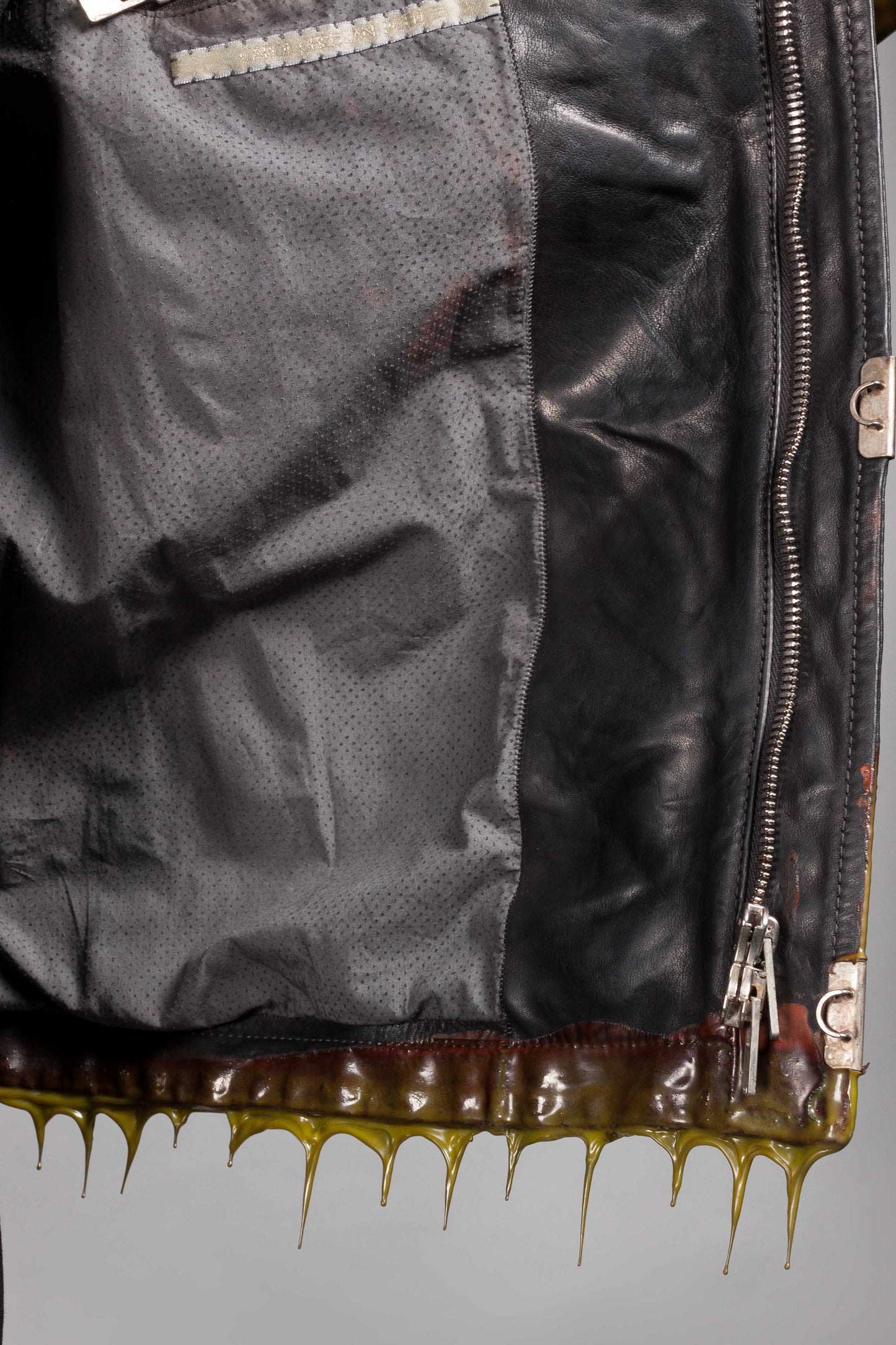 Object Dyed Lined Drip Rubber Leather Jacket