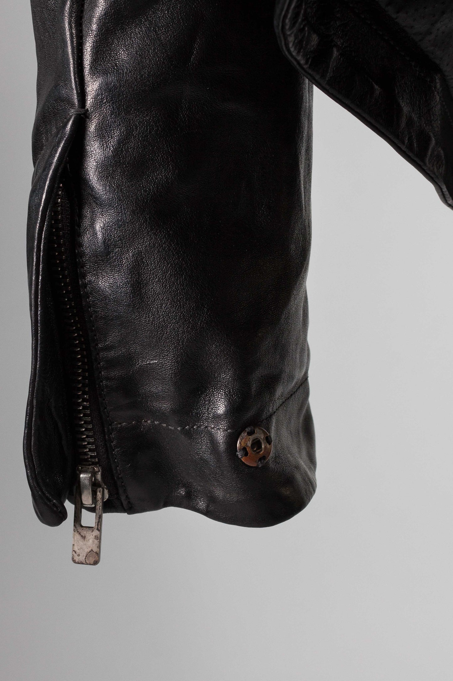 Object Dyed High Neck Leather Jacket