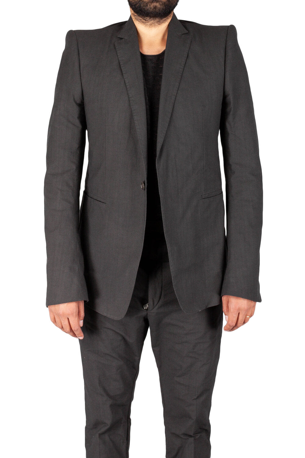 Unlined White Overlock Standing Collar Jacket