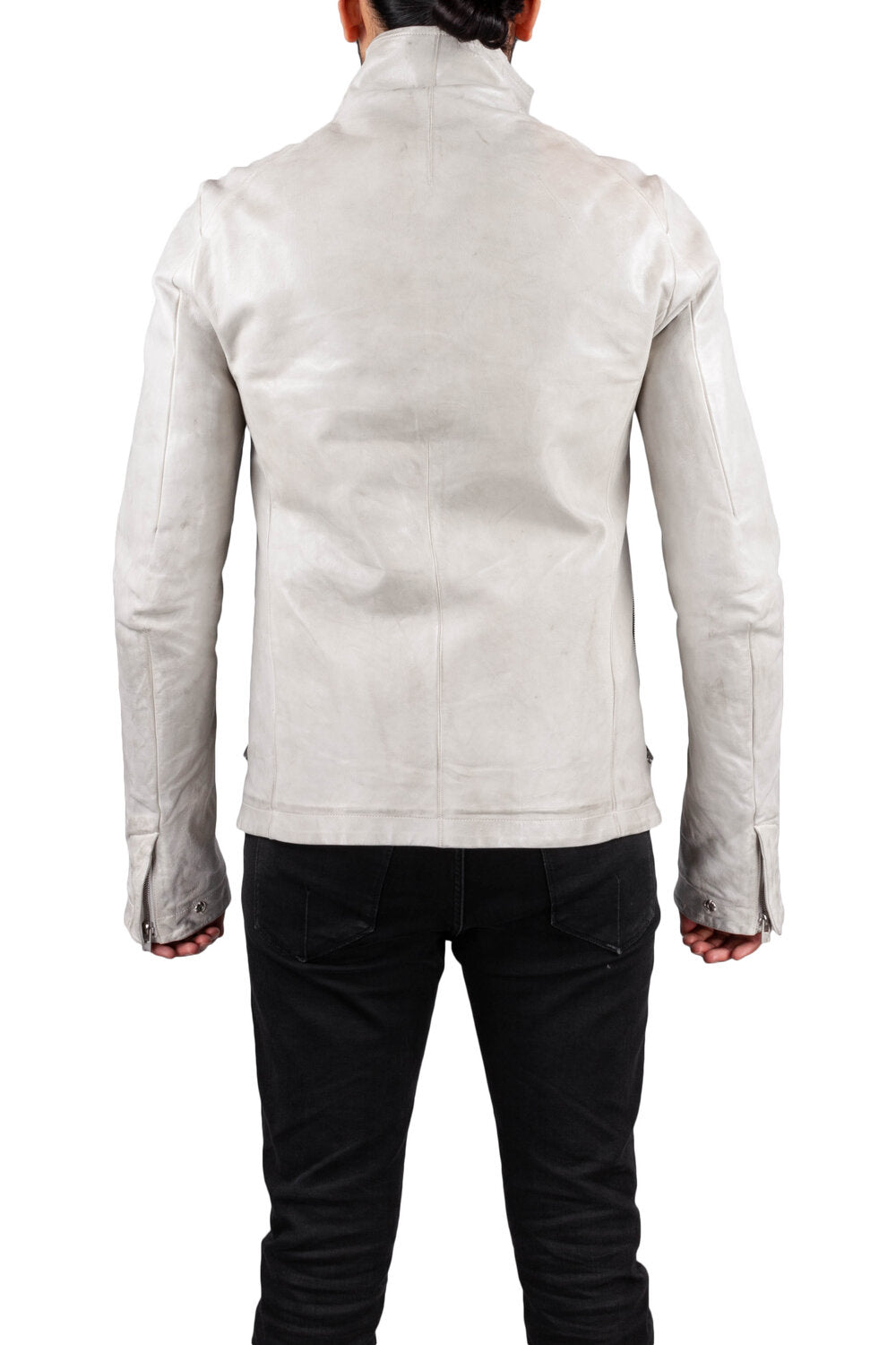 Object Dyed High Neck Leather Jacket