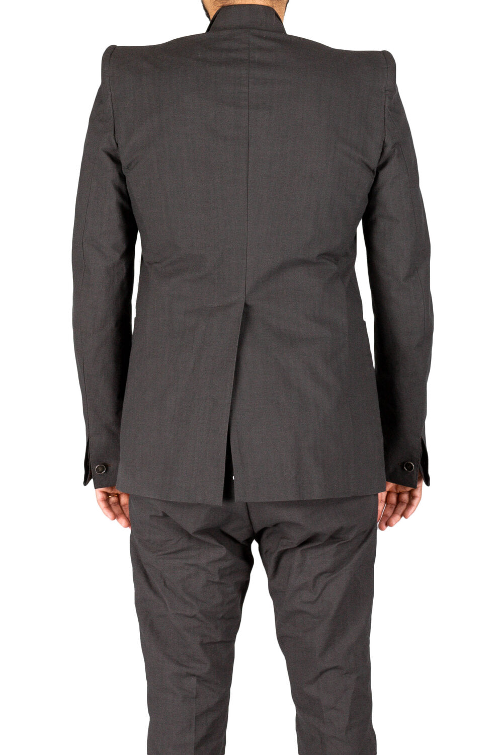 Unlined White Overlock Standing Collar Jacket