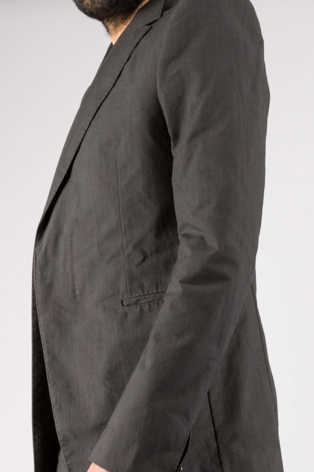 Unlined White Overlock Standing Collar Jacket