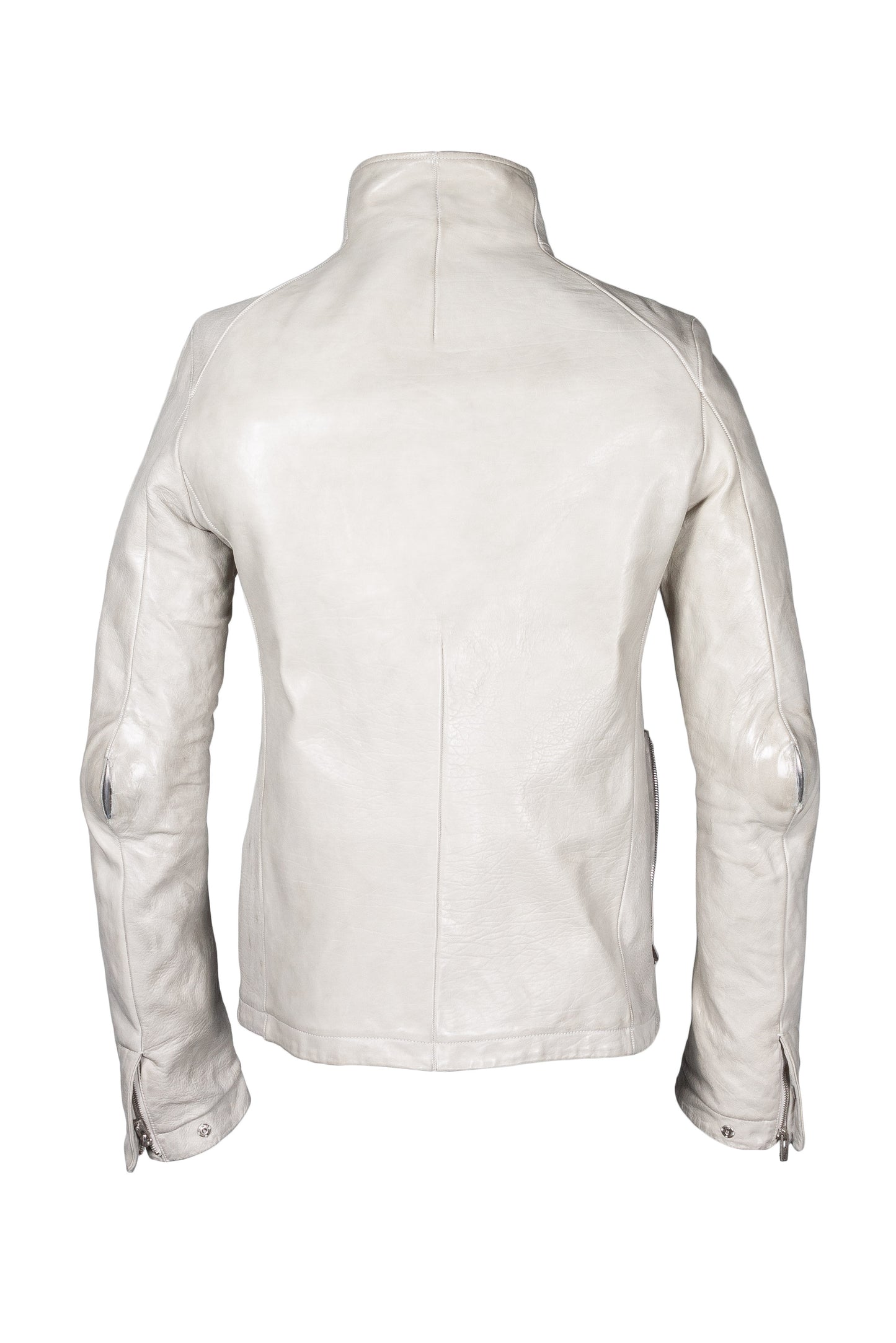 Object Dyed Lined Spine Elbow High Neck Leather Jacket