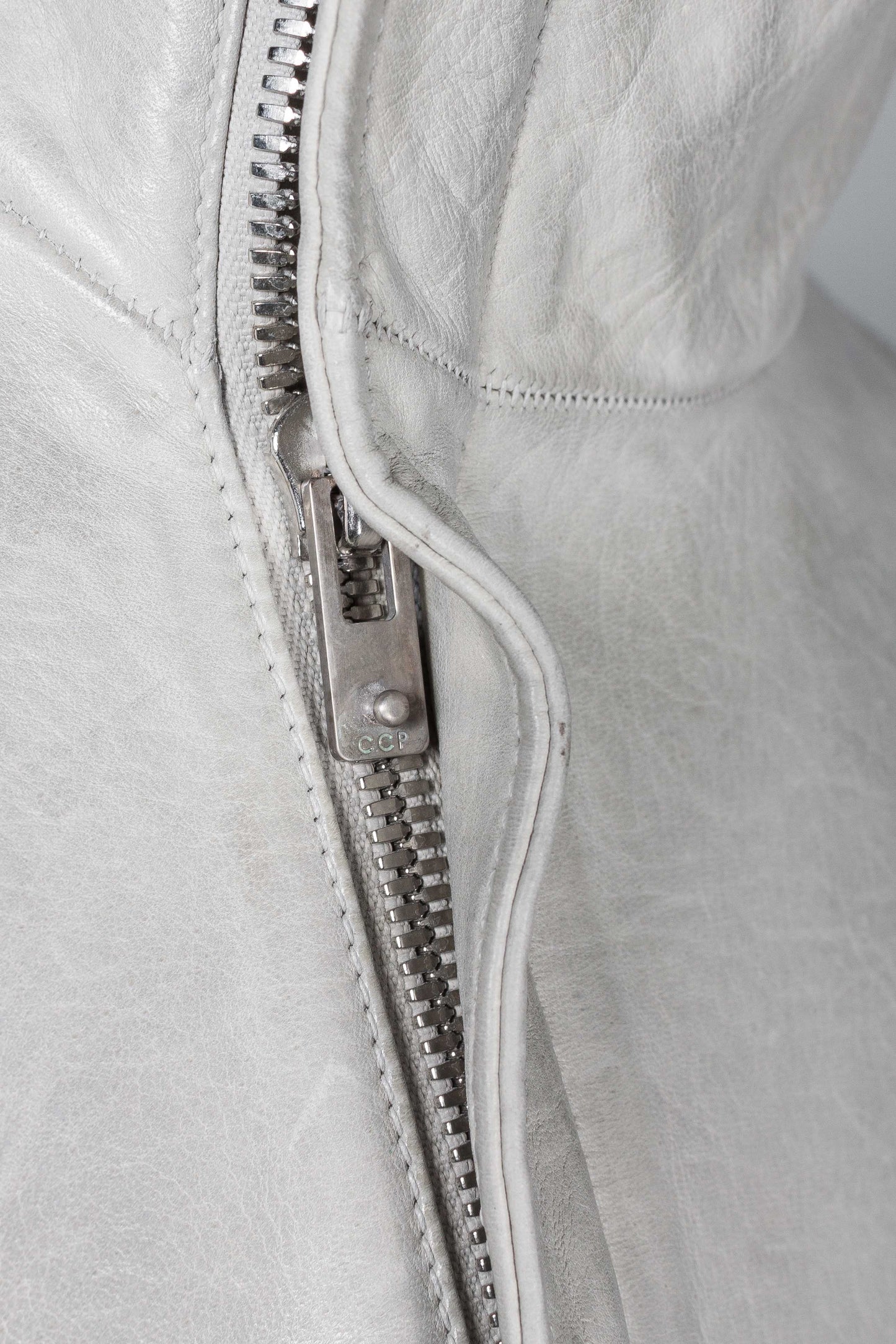 Object Dyed Lined Spine Elbow High Neck Leather Jacket