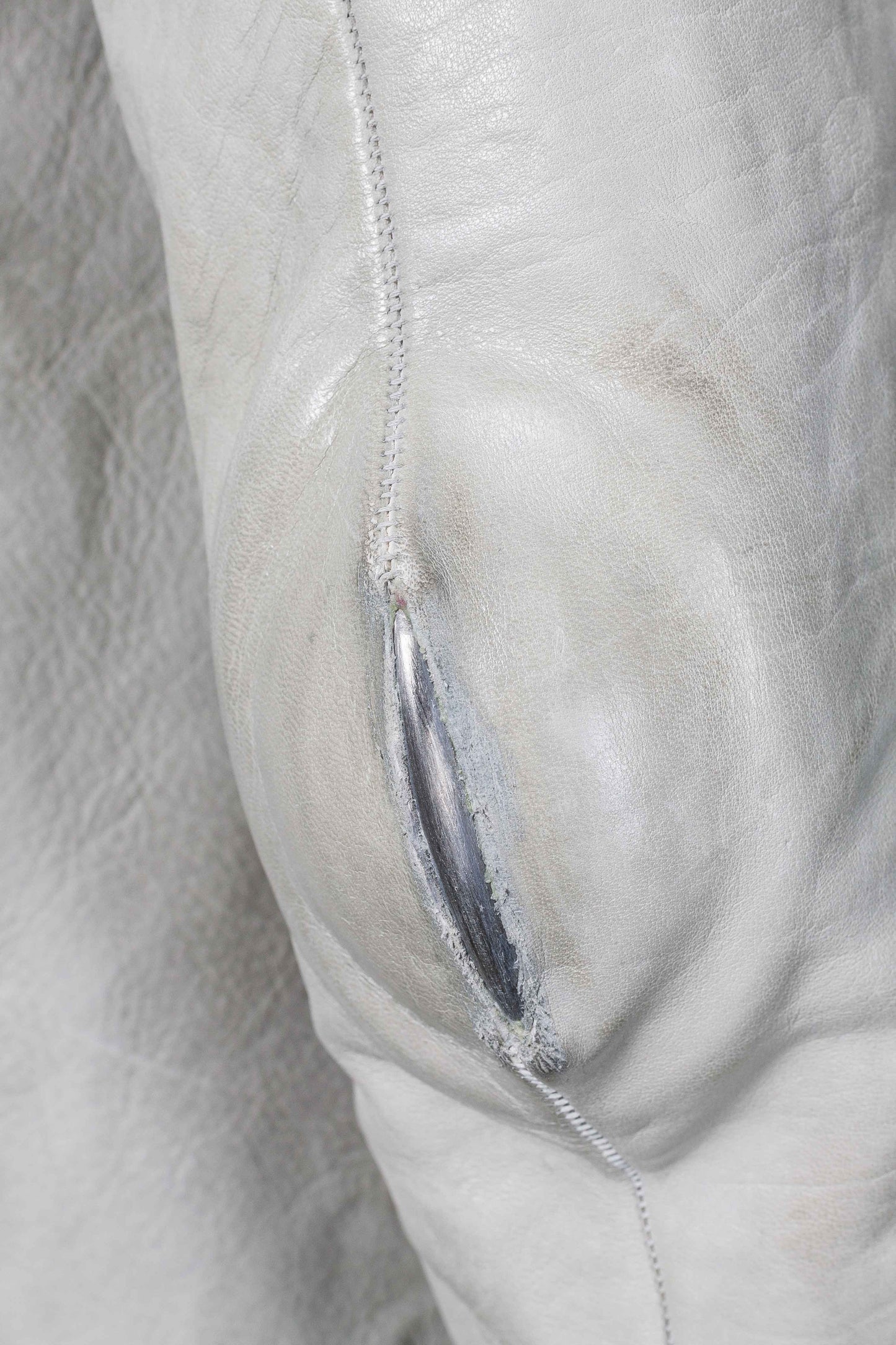 Object Dyed Lined Spine Elbow High Neck Leather Jacket