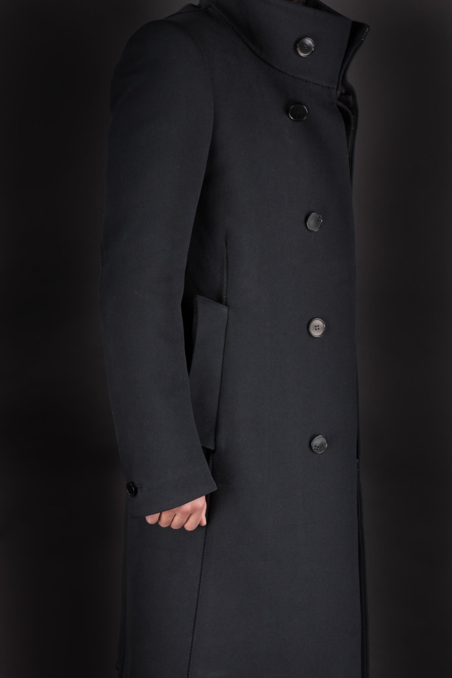 Unlined Overlock High Neck Dead End Coat