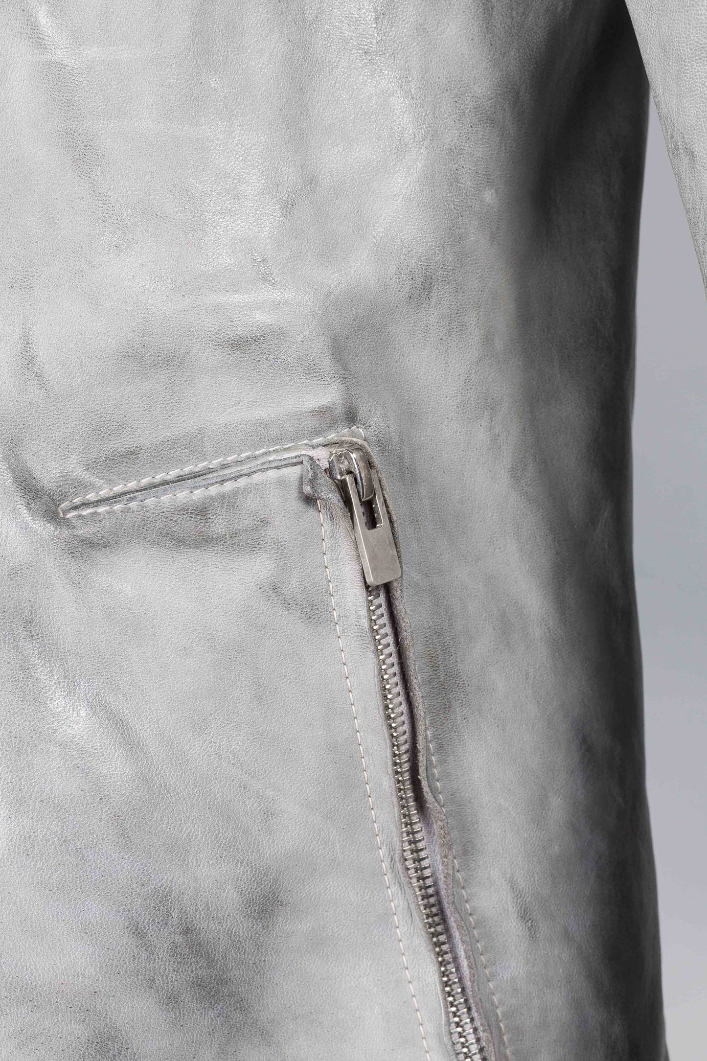 Object Dyed Lined Scarstiched Leather Jacket