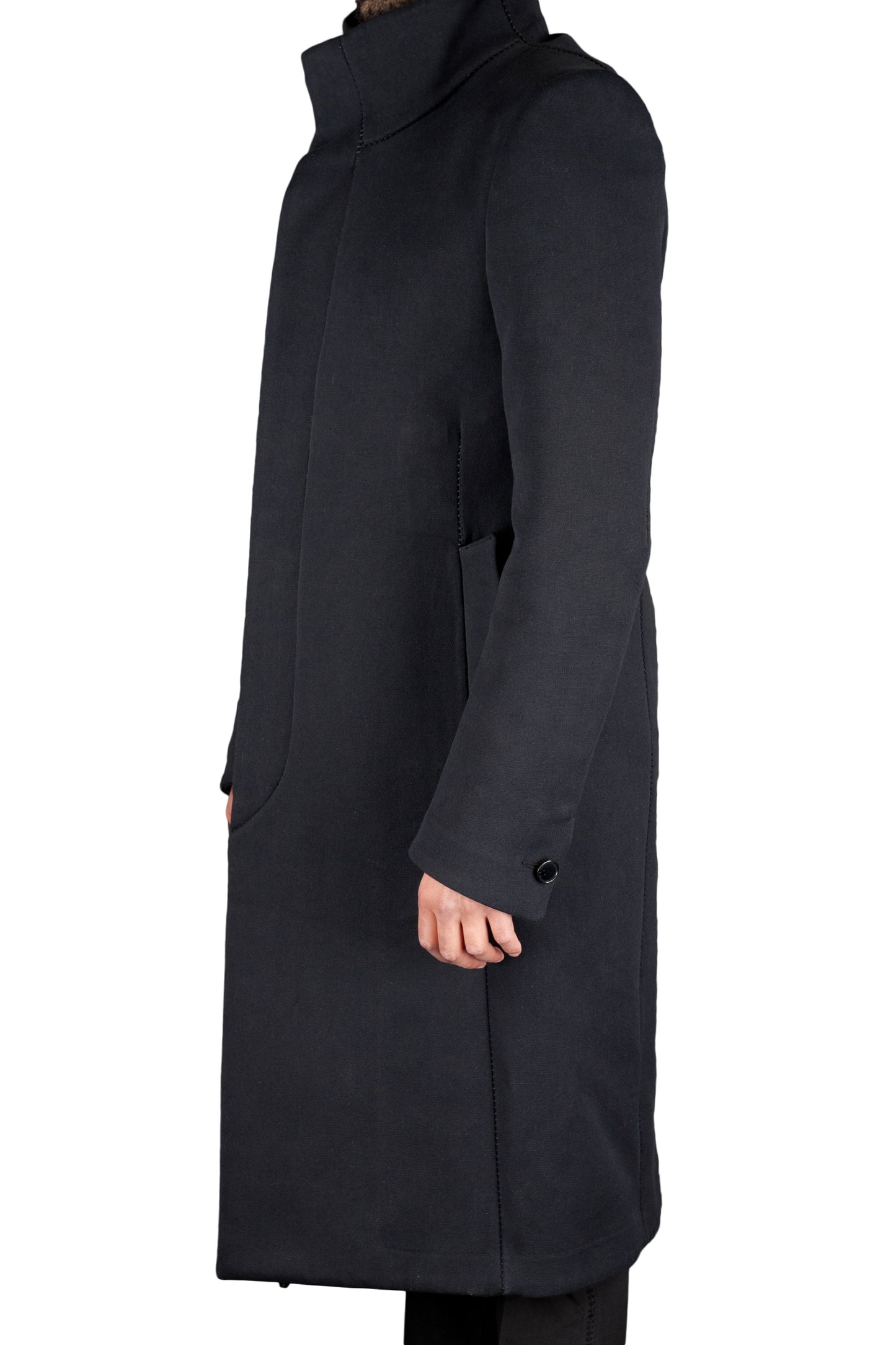 Unlined Overlock High Neck Dead End Coat