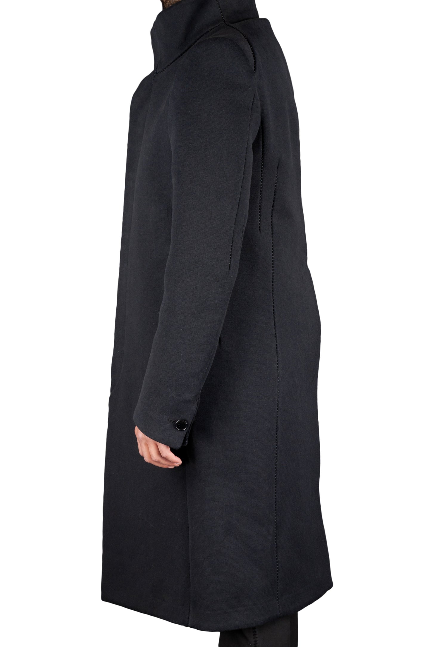 Unlined Overlock High Neck Dead End Coat