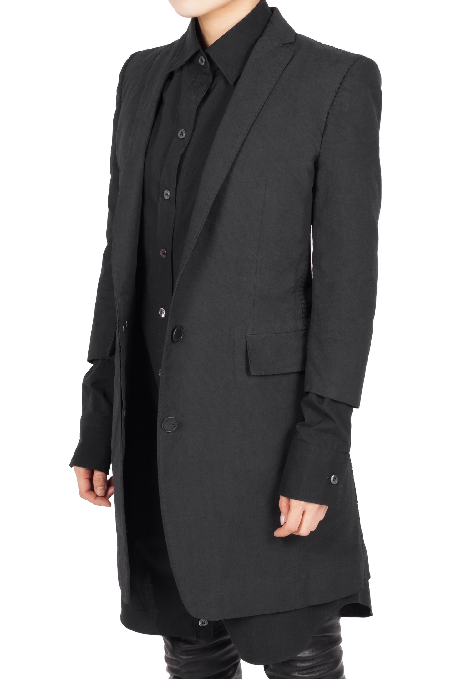 Object Dyed Unlined Half Sleeve Elongated Jacket