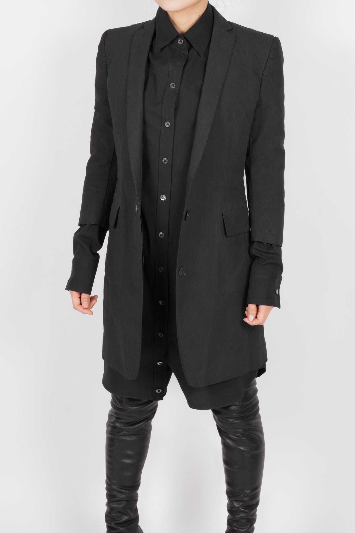 Object Dyed Unlined Half Sleeve Elongated Jacket