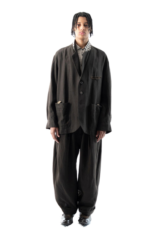 Stand Collar Three Button Blazer