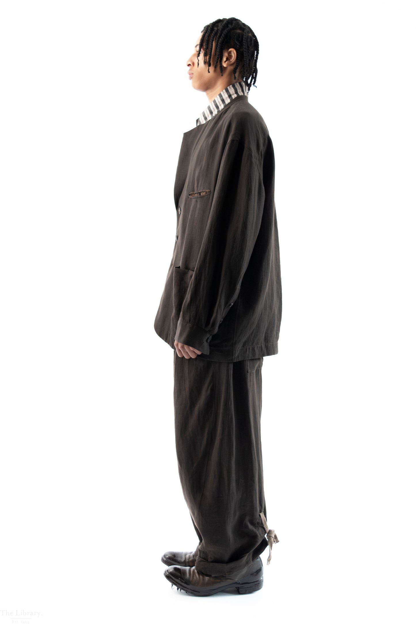 Stand Collar Three Button Blazer