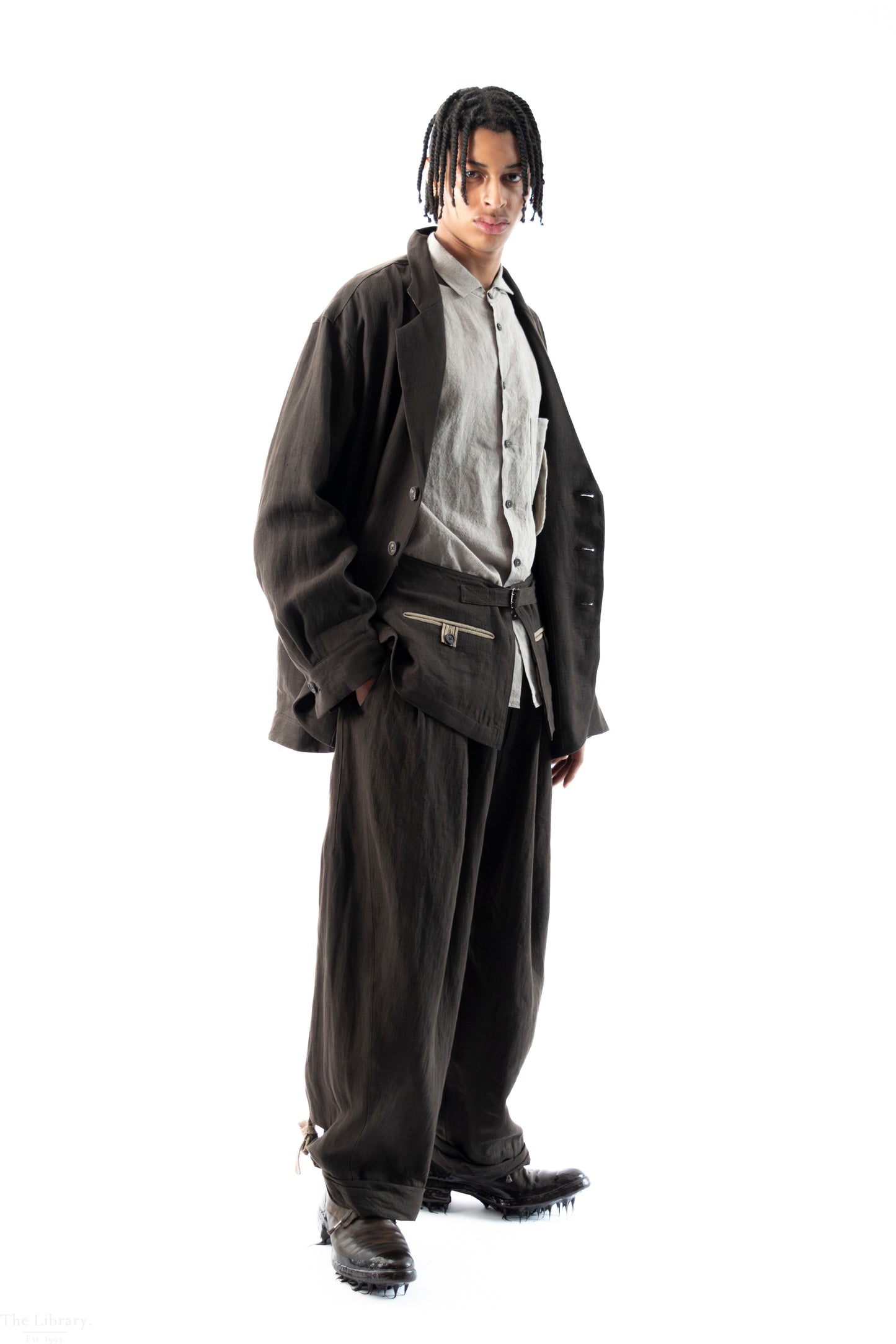 Stand Collar Three Button Blazer