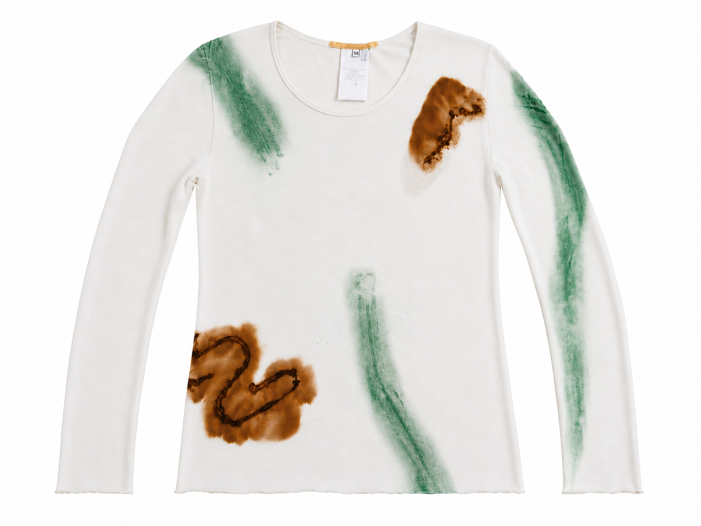 O.D. Reverse Stained L. Sleeve Crewneck Slant Shirt
