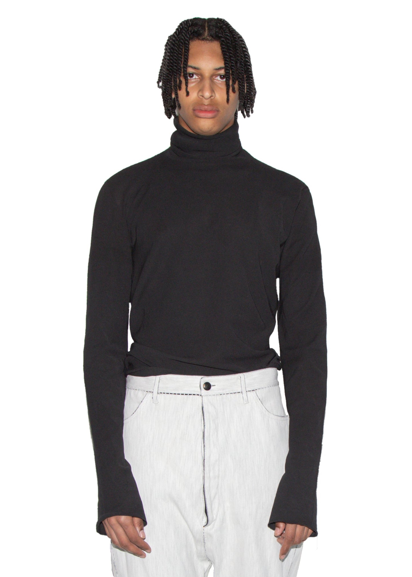 Object Dyed Reverse L. Sleeve Tube Neck Slant Shirt
