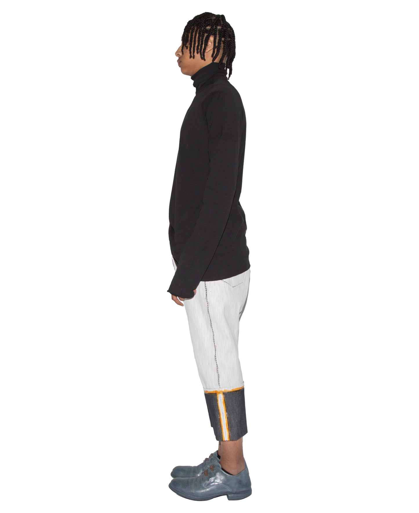 Object Dyed Reverse L. Sleeve Tube Neck Slant Shirt