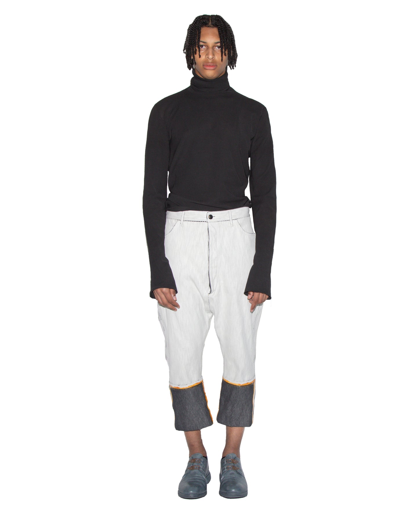 Object Dyed Reverse L. Sleeve Tube Neck Slant Shirt