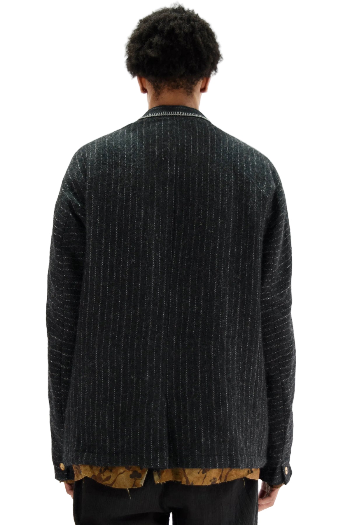 Hand-Woven Slim Stripe Notch-Lapel Blazer