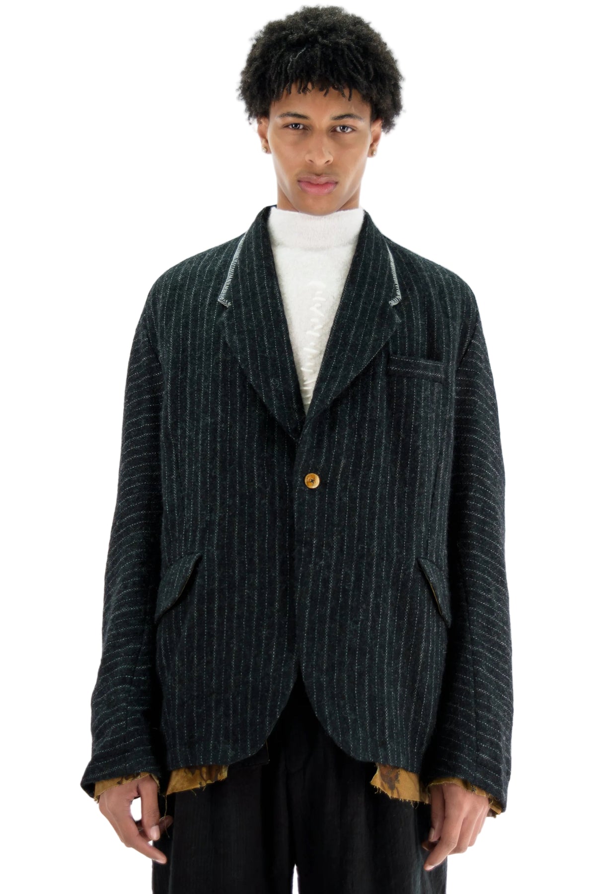 Hand-Woven Slim Stripe Notch-Lapel Blazer