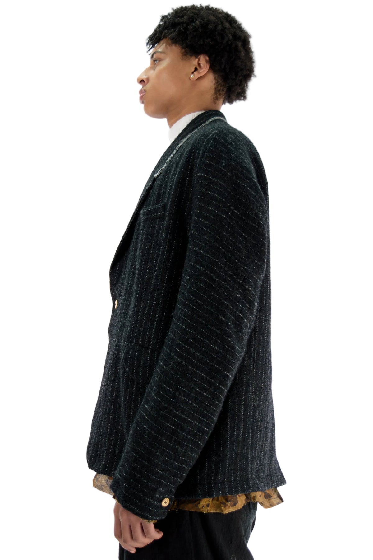 Hand-Woven Slim Stripe Notch-Lapel Blazer