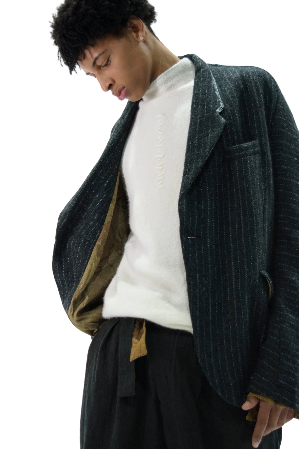 Hand-Woven Slim Stripe Notch-Lapel Blazer