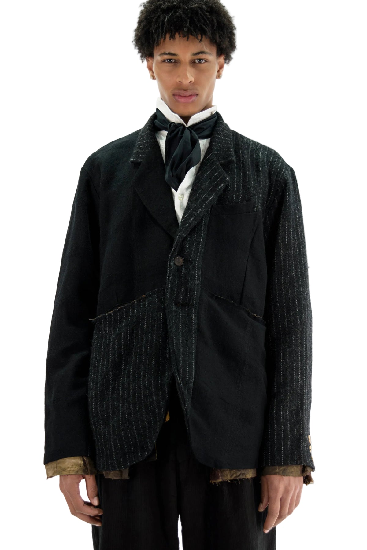 Hand-Woven Raw-Edge Patchwork Jacket