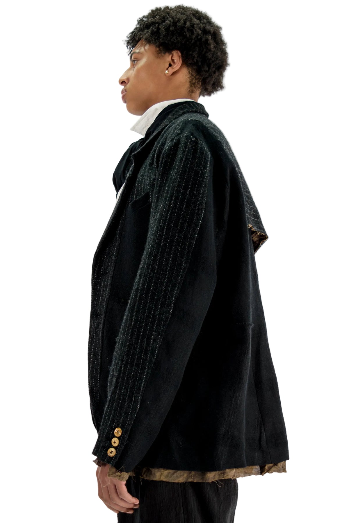 Hand-Woven Raw-Edge Patchwork Jacket